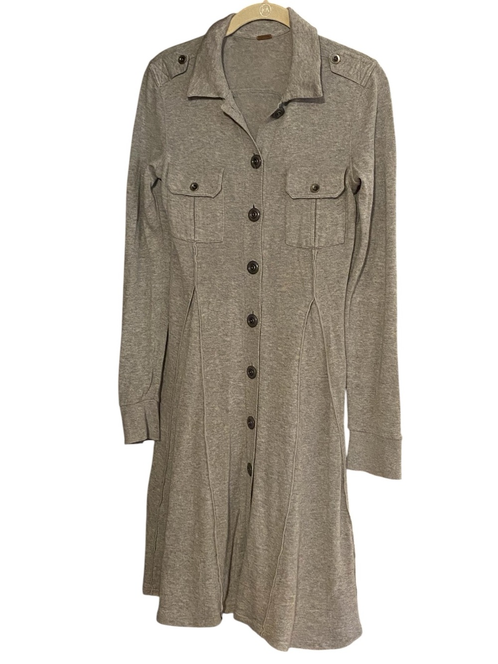 Free People Soft LS Button Up Dress Size S - M (no tag) Gray